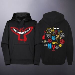 U2 Love and Peace Or Else Graphic Hoodie Unisex Small